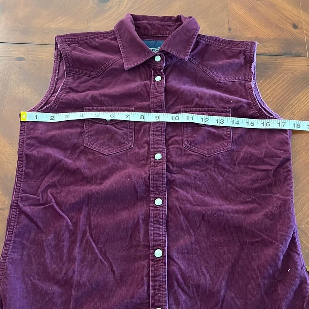 American Eagle Outfitters XS Purple Berry Snap Front Corduroy Blouse Westerncore - Picture 7 of 8